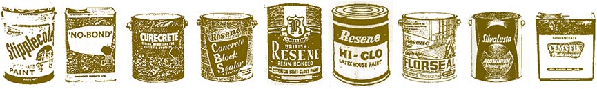 Early Resene products - product drawings