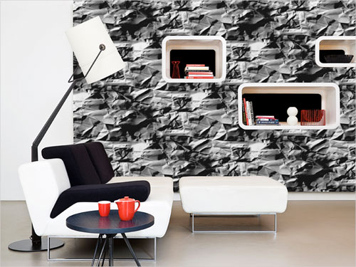 A natural realism and 3D effect stone wall wallpaper