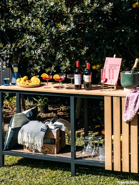A sturdy barbecue bench/drinks bar